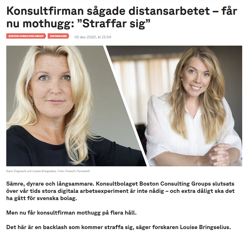 Läs mer om artikeln Konsultfirman sågade distansarbetet – får nu mothugg: ”Straffar sig”